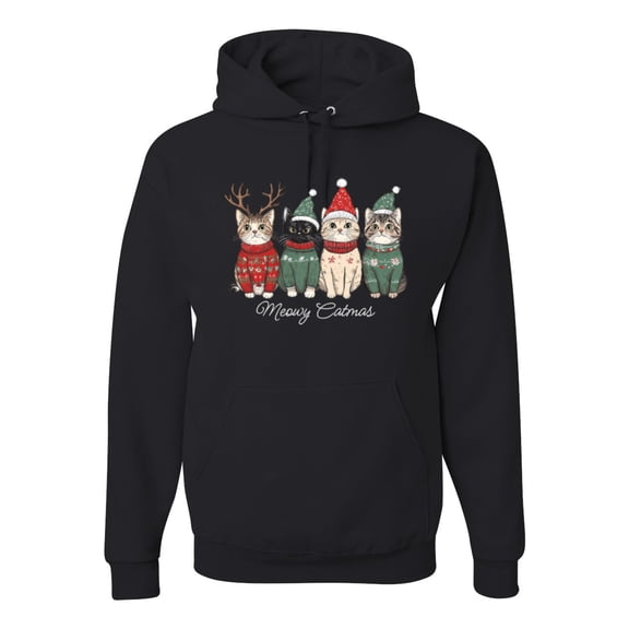 Wild Bobby Meowy Catmas, Christmas Cat Lover Design Sweater | Holiday Unisex Hoodie Sweatshirt