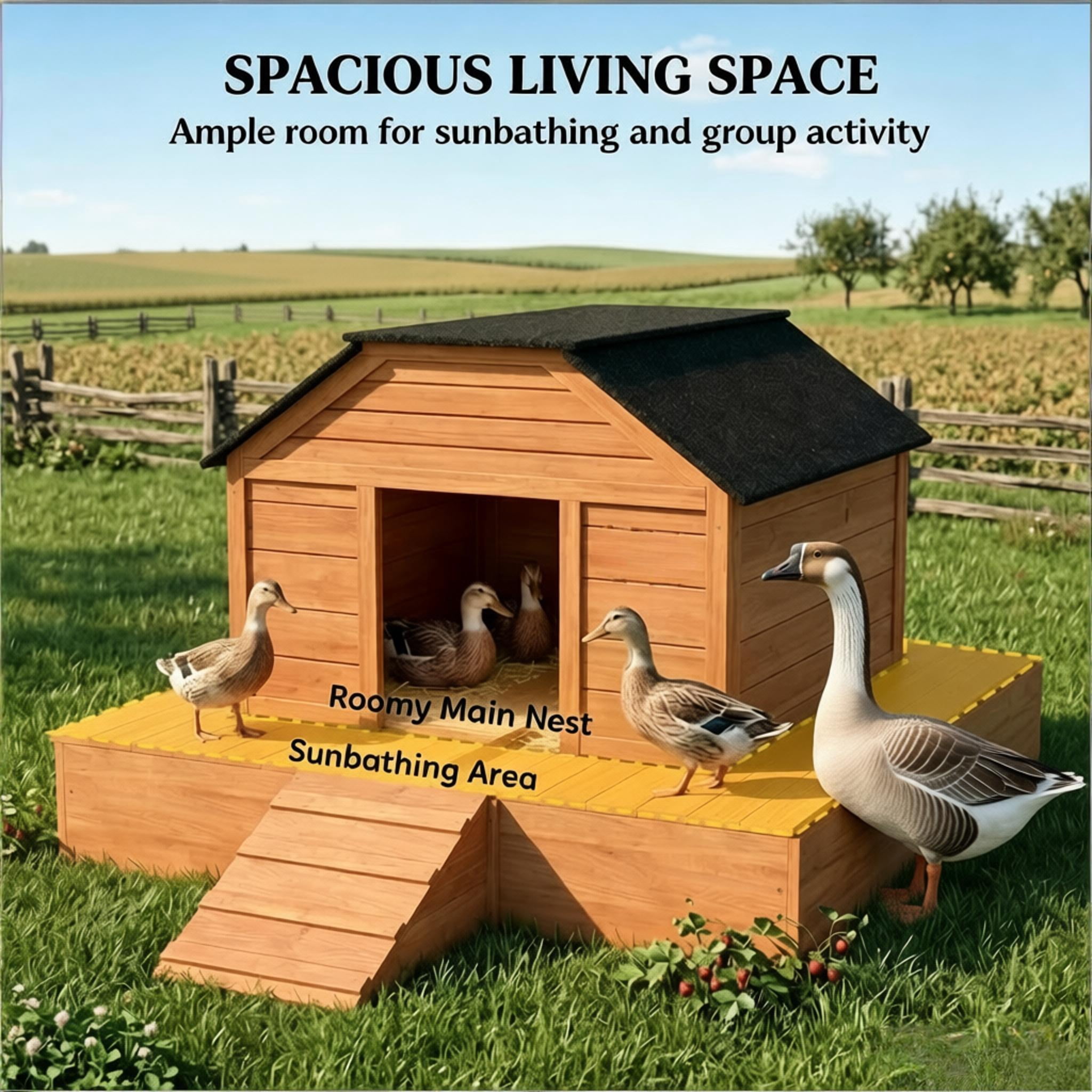 Poultry Cage with Dual Doors,Duck Coop,Outdoor Duck House,Pet House