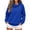 Blue, variant on Dgankt Women's Asymmetric Button Collar Pullover Sweatshirt Long Sleeve Drop Shoulder with Side Pockets