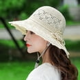 thumbnail image 5 of Nfurl Straw Hats for Women Beach Summer Sun Hats UV Protection Wide Brim Woven Straw Hats with Bow for Vacation Travel,Beige, 5 of 6