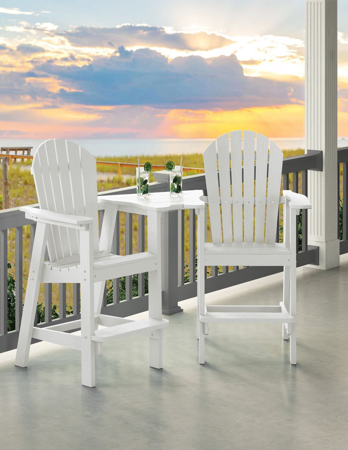 Musser Outdoor Adirondack Chair Set Of 2 Wooden Patio Chair Lounge Chair White