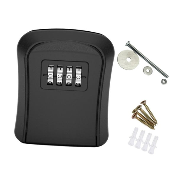 Caja de seguridad para llaves con cerradura y contraseña, resistente al agua y con tornillos. Negro