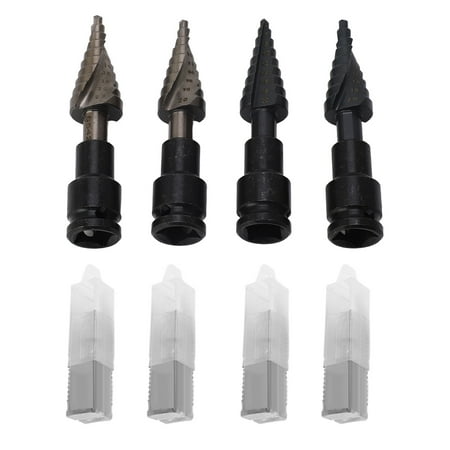 

2024 4 Pcs Step Drill Bit Set Straight and Spiral Grooved High Strength Steel Step Bits for Electric Wrench Hand Bench Drill