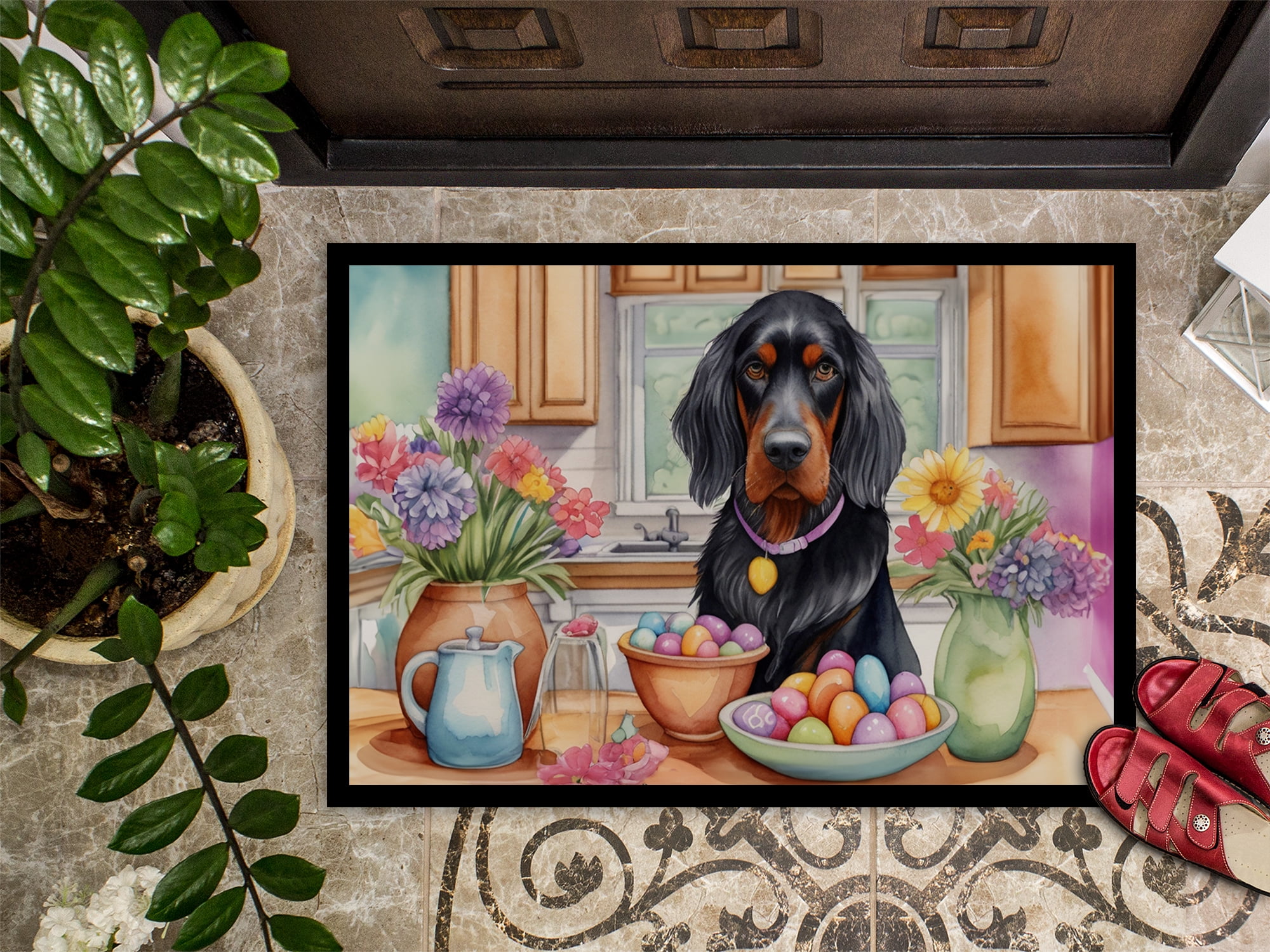 Decorating Easter Gordon Setter Doormat 27 in x 18 in