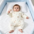 thumbnail image 4 of Baby Kimono Style Romper Girls Boys Cotton Long Sleeve Cute Printed Onesie with Side Bow Tie Detail and Snap Crotch Infant Comfort Jumpsuit Beige 7 3-6 Months, 4 of 7
