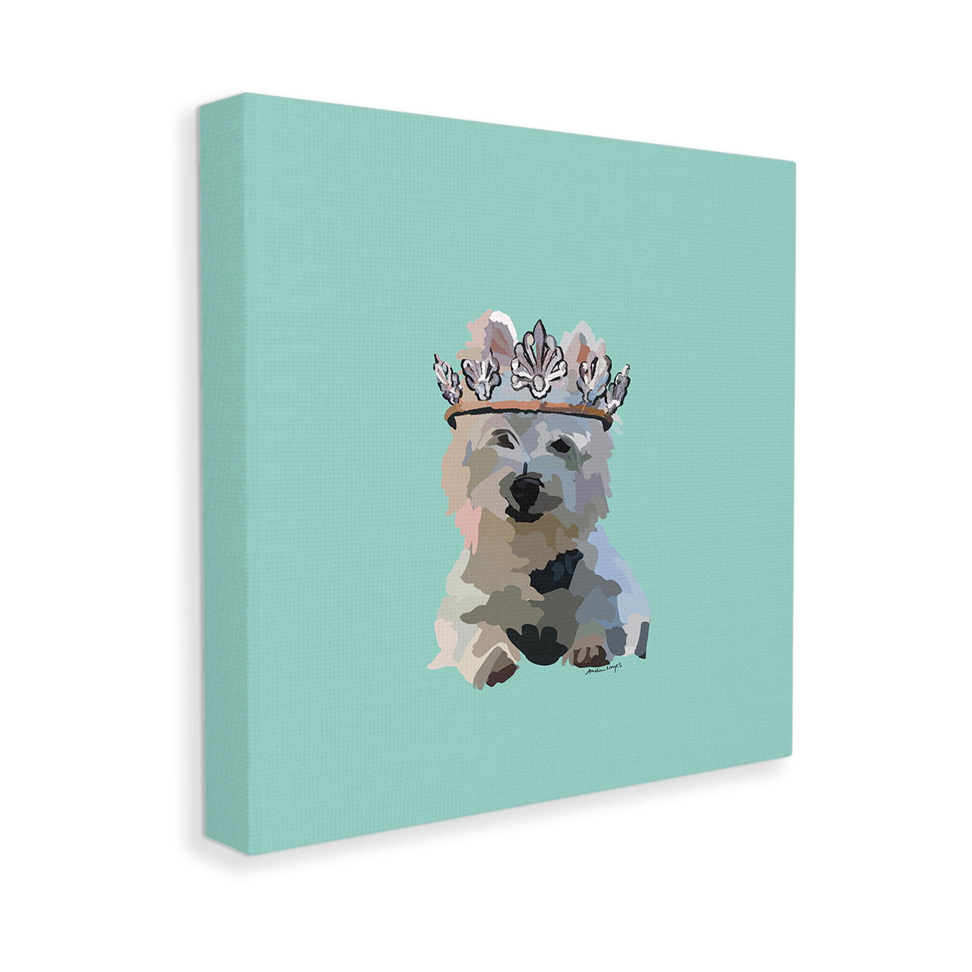 Stupell Industries Westie Terrier with Crown Animals & Insects Painting Gallery Wrapped Canvas Art Print Wall Art, 24 x 24