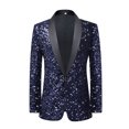 thumbnail image 3 of Traje de hombre con lentejuelas que cambian de color, para bar, discoteca, actuación en el escenario, presentador, cantante, chaqueta azul marino, 3 of 5