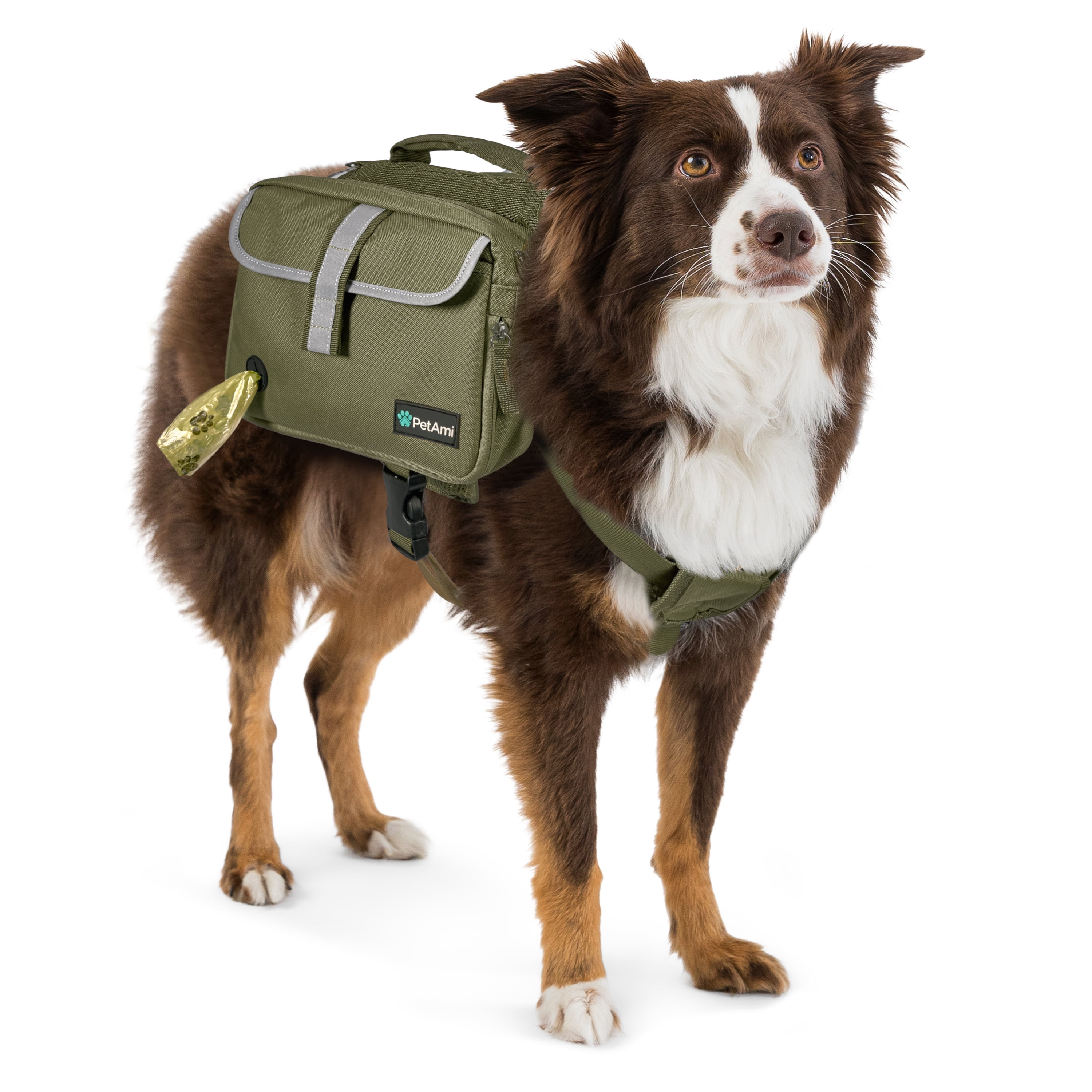 PetAmi Dog Backpack for Medium & Large Dogs, Saddle Bag for Dogs to Wear for Hiking, Pet Backpack Harness Dog Pack with Reflective Side Pockets for Walking Running.
