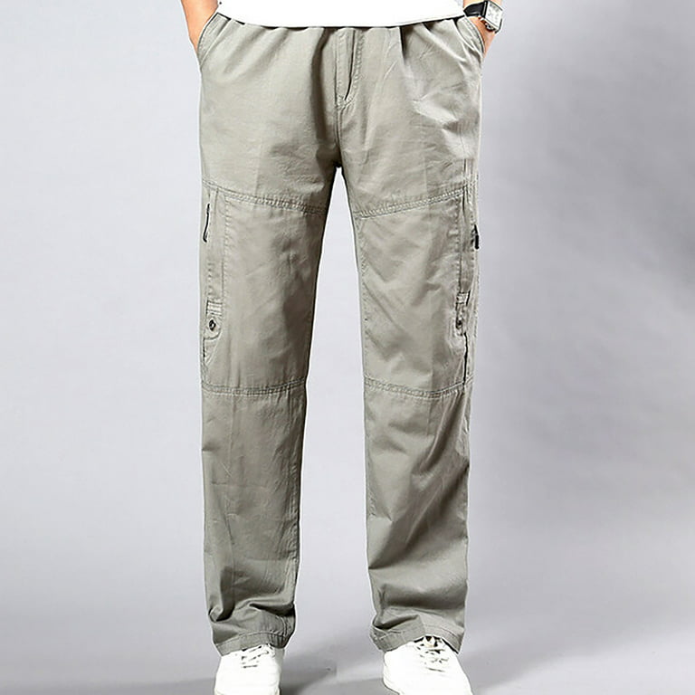 fartey Plus Size Cargo Pant for Men with Multiple Pockets Zipper