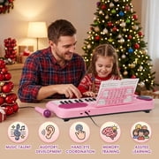 Baby Piano Toys for Kids, 37 Keys Electronic Keyboard with Microphone, Portable Piano for Toddlers, Educational Keyboard Musical Instrument Toys for Girls Boys, Pink