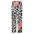 thumbnail image 5 of Pink Roses Leopard Print Pattern Winter Female Pants Flannel High Waist Women Pants Lady Warm Straight Leg Plush Trousers, 5 of 7