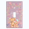 thumbnail image 2 of Metal Light Switch Wall Plate Outlet Cover (2 Teddy Bears With Love Heart Flower Balloon Flower Wreath Purple - Single Toggle), 2 of 2
