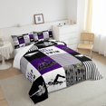 thumbnail image 4 of Swimmer Comforter Set Twin,Water Sports Theme Bedding Teens,Swimming Patchwork Bedding Comforter Sets,Swim Lover Duvet Insert with 1 Pillowcase Bedroom Decor,Purple Black, 4 of 5