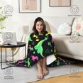 thumbnail image 4 of Colorful Cartoon Dinosaur Wearable Blanket Hoodies for Women Men Adults Dinosaur Lovers Cozy Warm Funny Dinosaurs Hooded Blankets for Home Travel Decor 50x60 Inch, 4 of 5