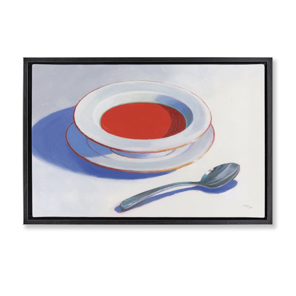 Stupell Industries Soup Du Jour Meal Food & Beverage Painting Black Floater Framed Canvas Art Print Wall Art, 25 x 17