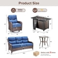 thumbnail image 5 of Bellefurn 5 Pieces Patio Furniture Sets with Fire Pit Table Swivel Glider Chairs with 6" Thick Cushion,Sofa,Patio Rattan Conversation Sets for Porch Deck Garden Backyard, 5 of 13