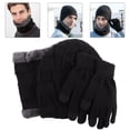 thumbnail image 3 of WHAMVOX 1Set Black Knit Scarf And Hat For Men Cold Weather Protection, 3 of 4