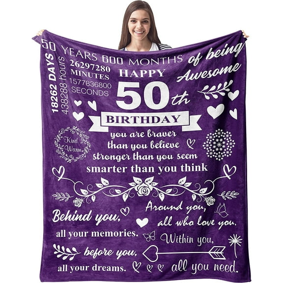 LHSHID 50th Birthday Gifts for Women Blanket Happy 50th Birthday Decorations Women Throw Blanket Birthday Gifts for Women Blankets Throws 50 Year Old Gifts Ideas Cheers to 50 Years Gifts 30x40in