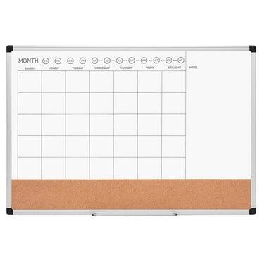Pen+Gear Monthly Calendar Whiteboard, 24'' x 36'' x 0.65", Silver Aluminium Frame