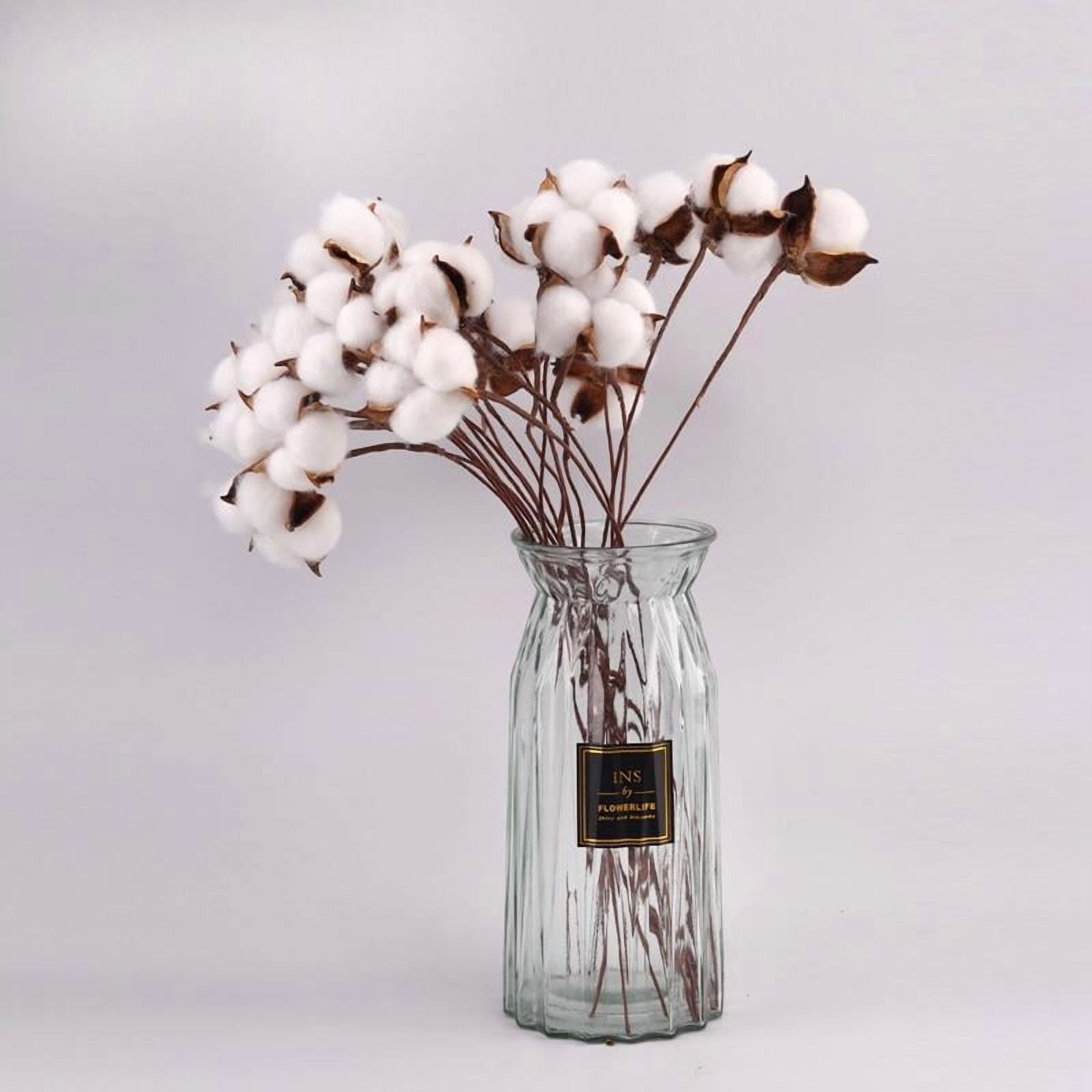 Artificial Dried Cotton Flowers White Flower Branch For Wedding Party Decoration Fake Flower Home Flower Decor Eucalyptus Leaves
