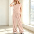 thumbnail image 7 of 2 Piece Sets for Women Sawvnm Women’s Fashion Solid-Color Round Neck Sleeveless Top Elastic Waist Pocket Pants Sets Beige M, 7 of 7