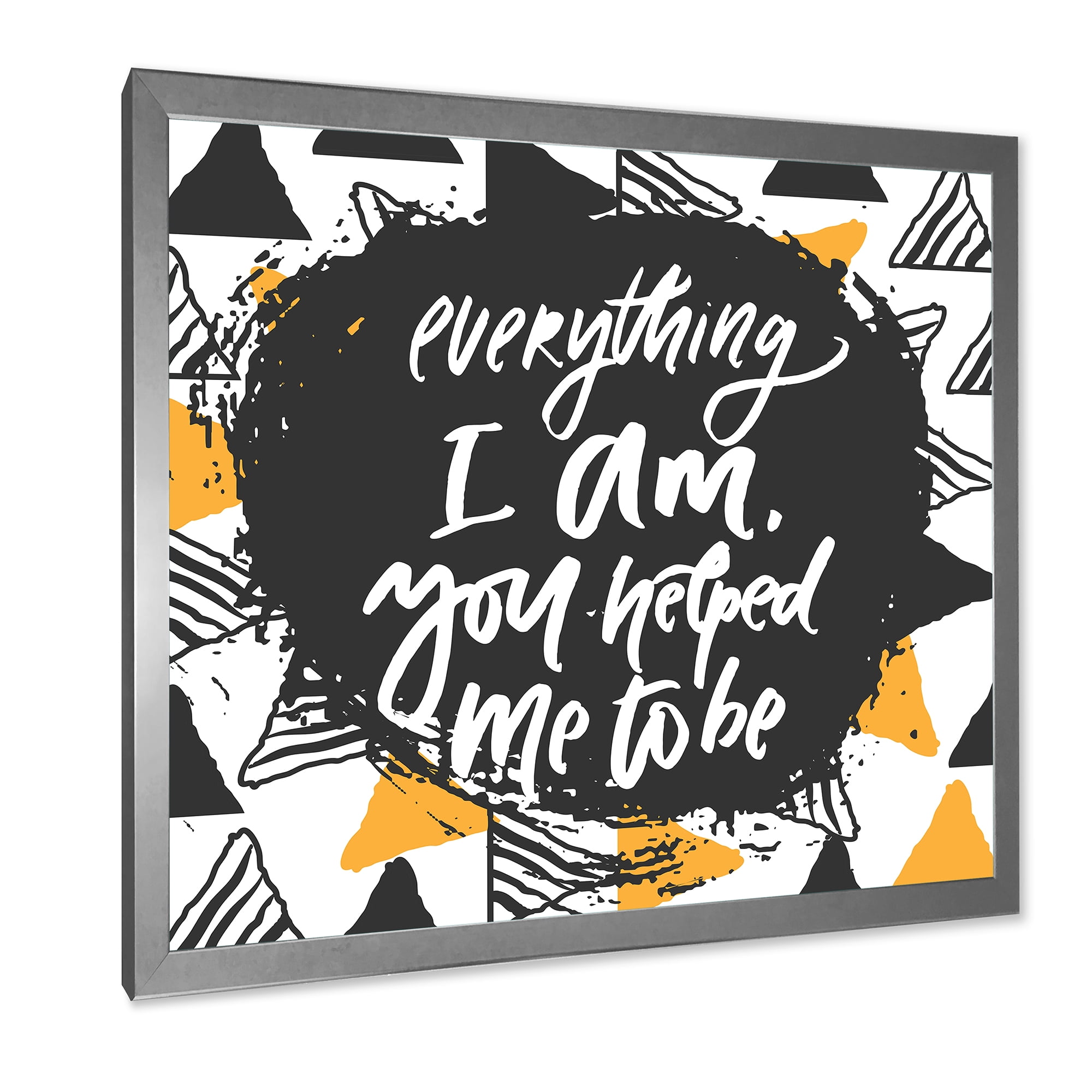 Designart 'Everything I Am You Helped Me To Be On Triangle Pattern' Mid-Century Modern Framed Art Print