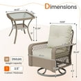 thumbnail image 7 of MRUAKA 3 Pieces Patio Furniture Set, Outdoor Swivel Gliders Rocker, Wicker Patio Bistro Set w Rattan Rocking Chair, Glass Top Side Table Thickened Cushions for Porch Deck Backyard (Grey), 7 of 7