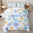 thumbnail image 2 of Meiyoeat Soft Daisy Letter C Quilt Full for Girls,Floral Initial Full Bedspread Sets,Light Blue Yellow White, 2 of 7