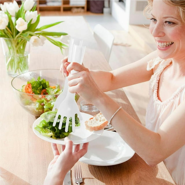 Maoww Pack de 2 Fourchettes à Salade Design Mignon Servant Pinces Réutilisables Bord Lisse Large Applications Accessoires Ménagers Ustensiles de Cuisine