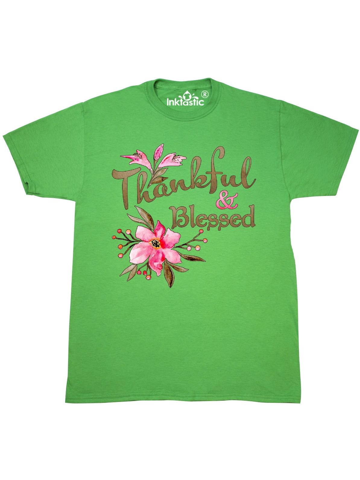 green shirt with pink flowers