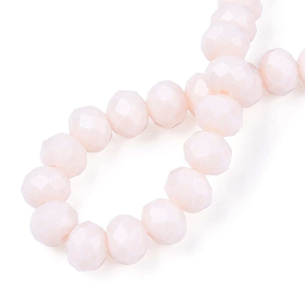 10Strand Opaque Solid Color Glass Beads Strands Faceted Rondelle Misty Rose 10x8mm Hole: 1mm about 63~65pcs/strand 49~50cm