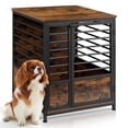 thumbnail image 2 of Oumilen Small Dog Crate Cage Living Room Side End Table, Brown, 2 of 7