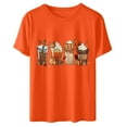 thumbnail image 4 of Plus Size Women T Shirts Thanksgiving Print T-shirt Top Round Neck Short Sleeve T-shirt Top Coffee Print Tops winter, 4 of 5