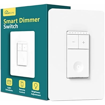 Smart Dimmer Switch, Neutral Wire Needed, 2.4Ghz Wi-Fi Light Switch, Works with Alexa and Google Assistant, Schedule, Remote Control, FCC Listed, Single Pole (1 Pack)