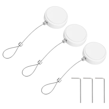 Uxcell 4.9ft (1.5M) Retractable Remote Control Cable Tether 5.29oz, 3PCS Remote Control Security Lanyard Lock Adjustable Locking Leash with 2 Rope Locks for TV Tablets Showroom, White