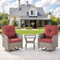 thumbnail image 2 of Giantfurnni 3PCS Patio Wicker Furniture Set Outdoor Rattan Swivel Rocking Chairs with Side Table Outdoor Glider Rocker Bistro Set with Cushions, 2 of 10