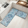 thumbnail image 6 of MeyJey Boho Kitchen Rug Set of 2, Non-Slip Anti-Fatigue Waterproof Cushioned Mat for Kitchen, Dining & Laundry Room, 20"x31.5"+20"x59" Blue/Teal, 6 of 12