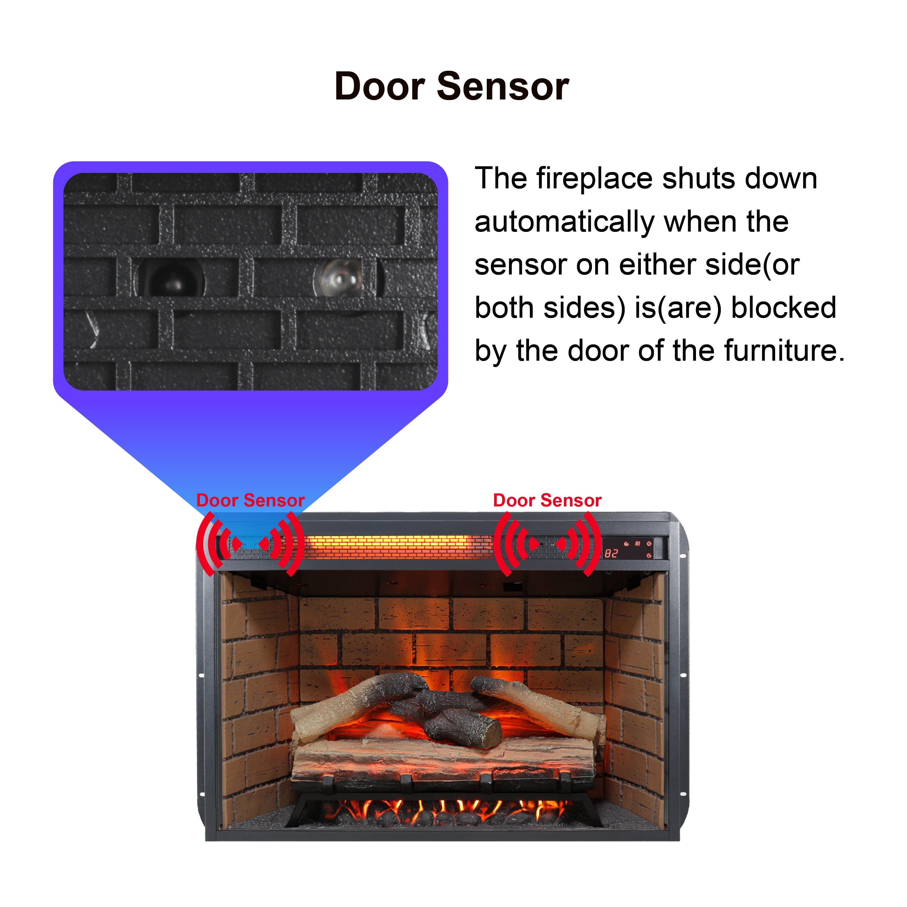 Holaki 60 Inch Electric Fireplace Entertainment Center With Door Sensor-Jasmine White Color