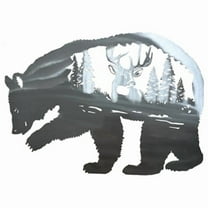 Peterson Artwares PH1702S Bear and Stag Metal Wall Art, Silver