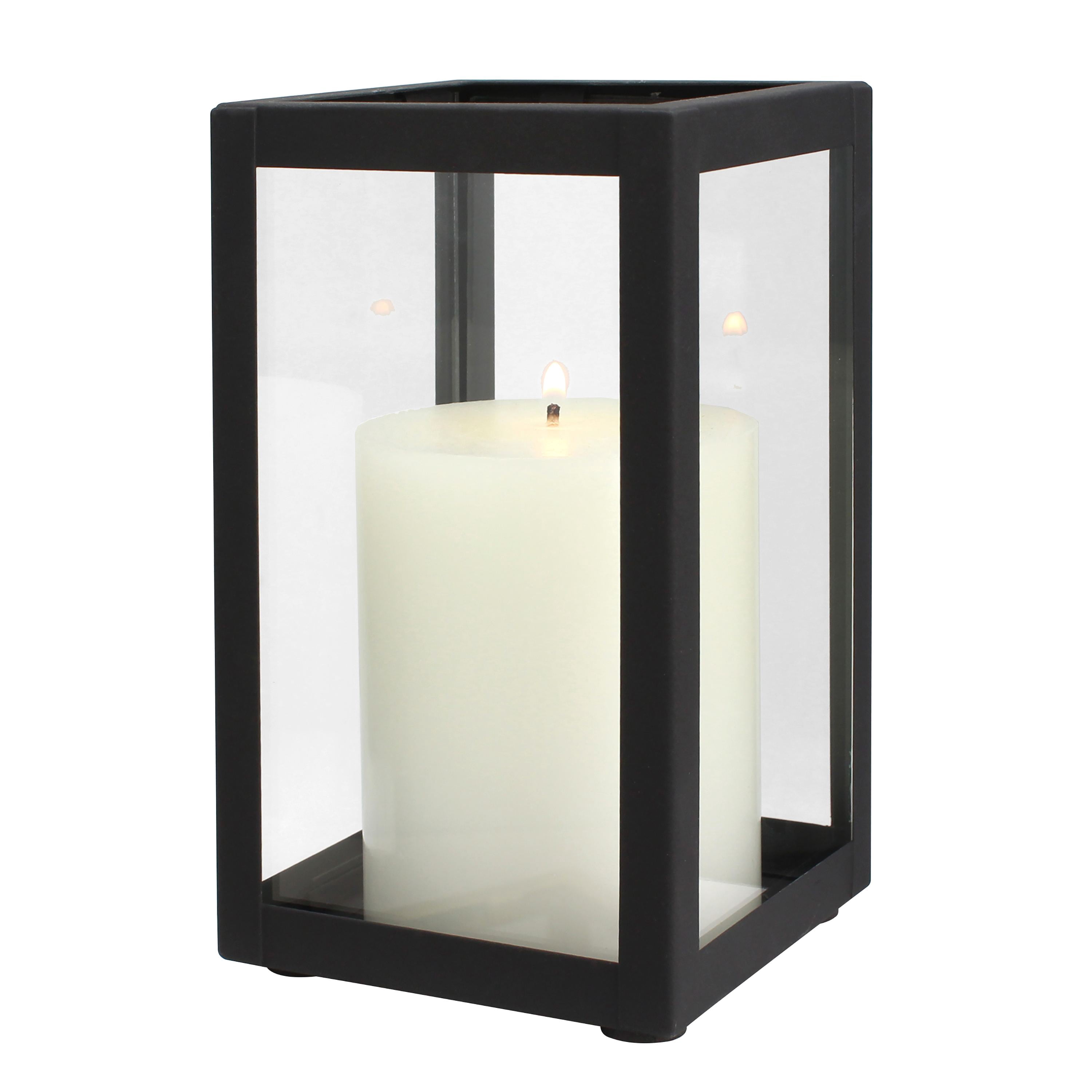 Better Homes & Gardens Indoor Decorative Metal Candle Holder Lantern, Black, Medium