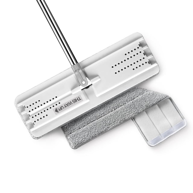 Flat Mop JOYMOOP para limpieza de suelos, microfibra, mango de 50 cm, color blanco