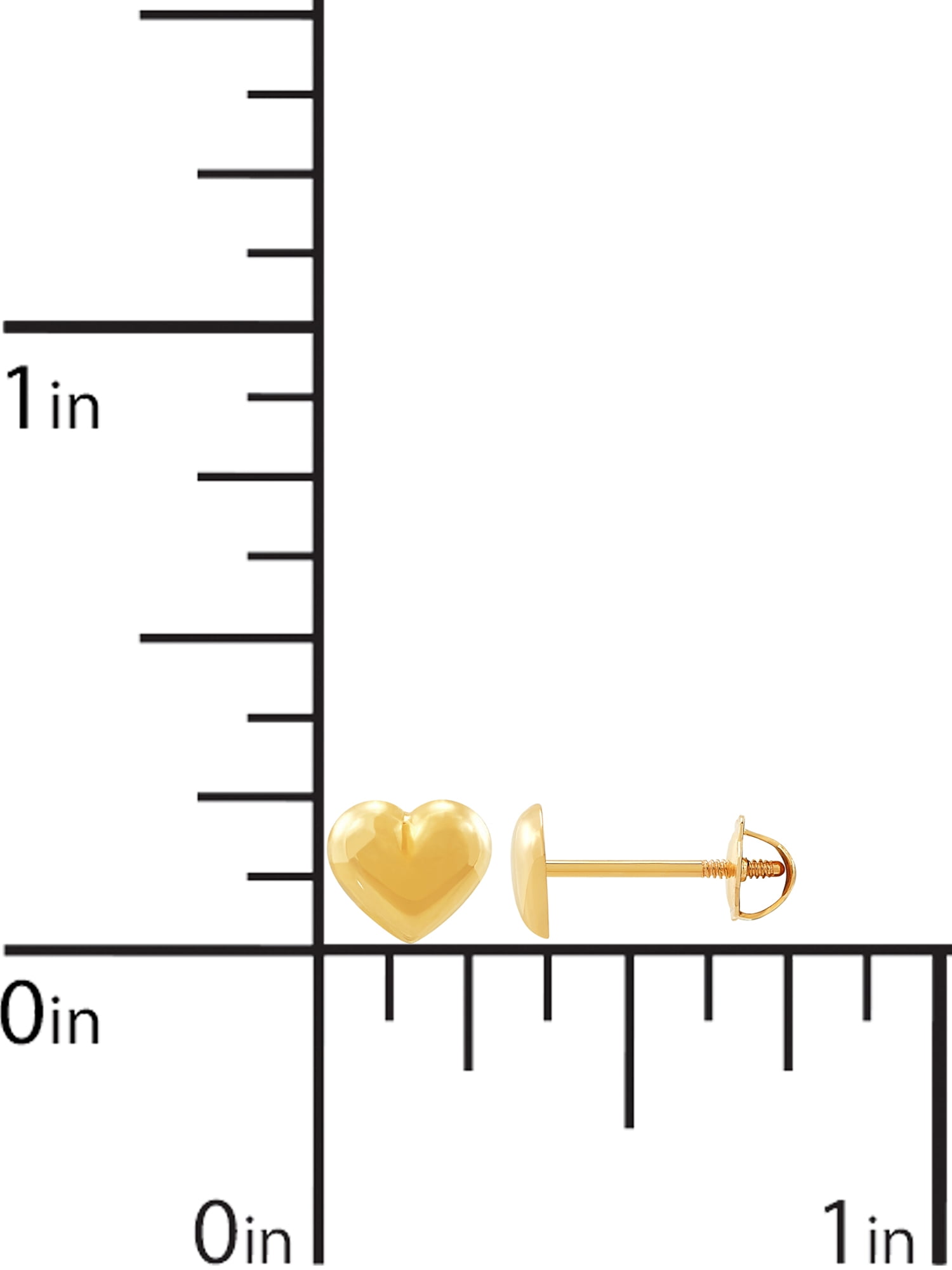 Brilliance Fine Jewelry Girls 10K Yellow Gold Puffed Heart Stud