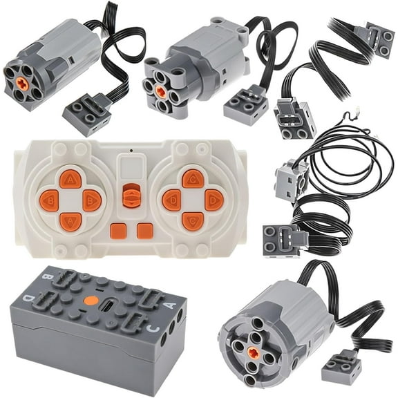 7pcs Power Functions Motor Kit, Motor Set Technical Parts for STEM Assembled Building Block, Control Function for MOC Bricks