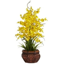 Nearly Natural 30" Dancing Lady Orchid Artificial Flower Arrangement, Yellow