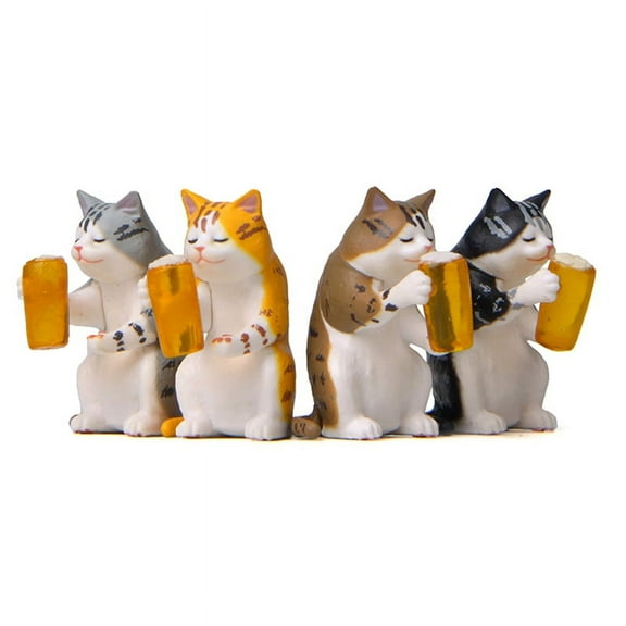 Cute Miniature Cat Garden Statue Decor, Outdoor Statues Outdoor Patio Table Decorations, Plant Decor PVC