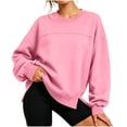 thumbnail image 6 of Oversized Crewneck Sweatshirt for Women Long Sleeve Side Slit Loose Pullover Casual Fall Winter Tops, 6 of 9