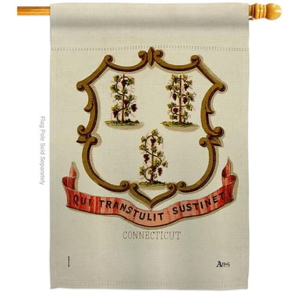 28 x 40 in. Coat of Arms Connecticut House Flag with Americana States Double-Sided Decorative Vertical Banner Garden Yard Gift