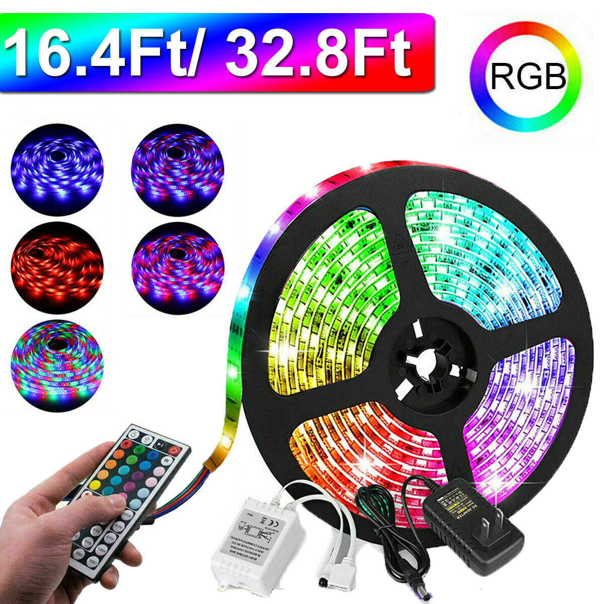 5/10M LED Strip Light 2835 SMD RGB 24 Keys Bluetooth Remote Room TV Party Bar US 
