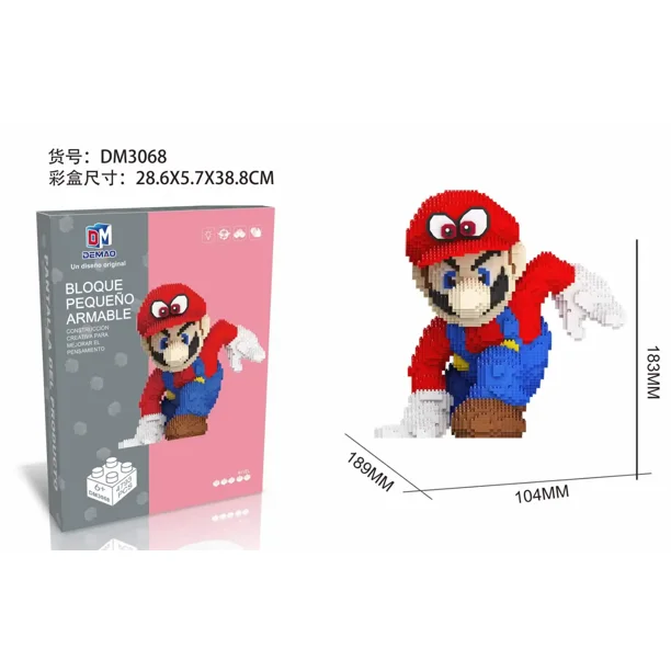 Figuras de Mario, microbloques de construcción, Super Mario, Yoshi, Luigi Bros, escena, rompecabezas de ensamblaje DIY, miniladrillos, juguetes para regalo de Navidad