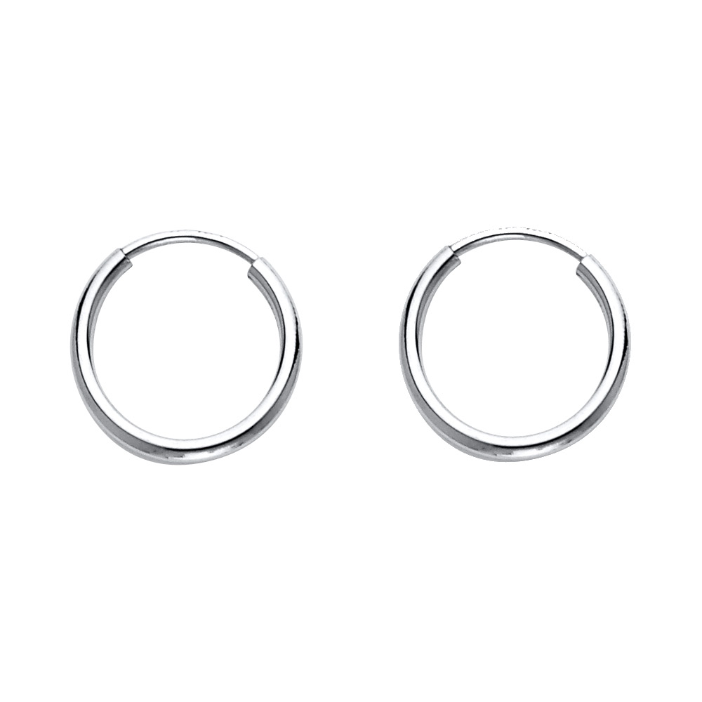 Ioka - 14K White Gold 1mm Thickness Hoop Endless Earrings